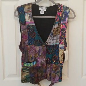 Patchwork button down vest